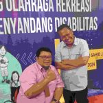 Ketua Umum DPP PPDI Norman Yulia (Kiri) Bersama Asisten Deputi Olahraga Disabilitas Kemenpora Ibnu Hasan (Kanan)