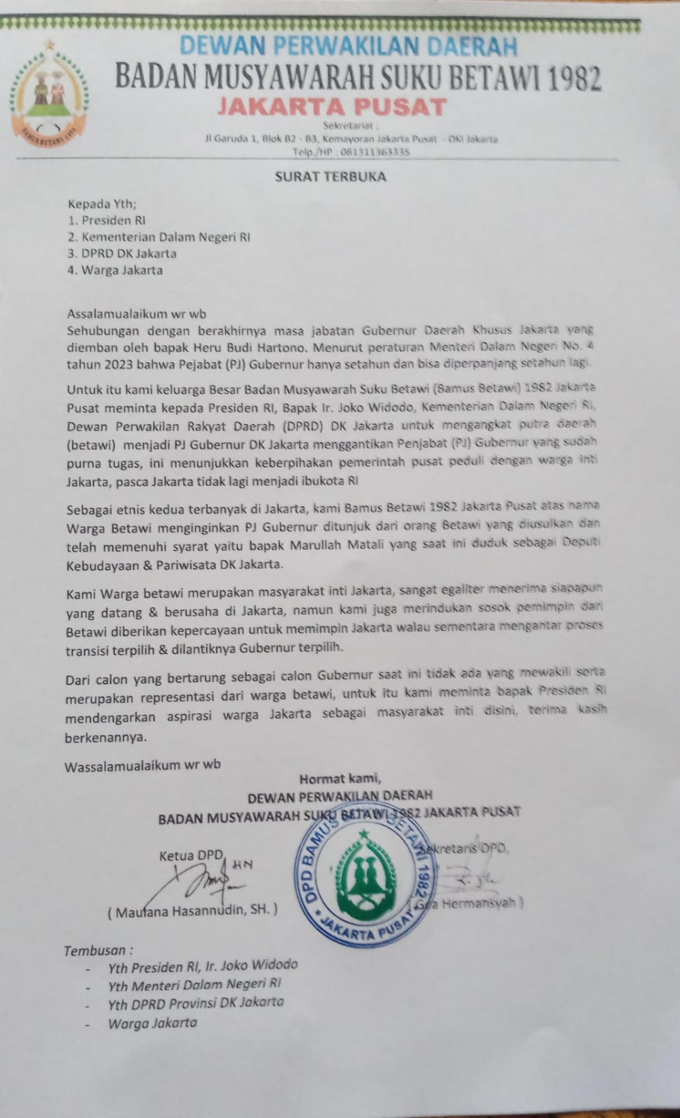 Surat Terbuka Untuk Presiden Joko Widodo