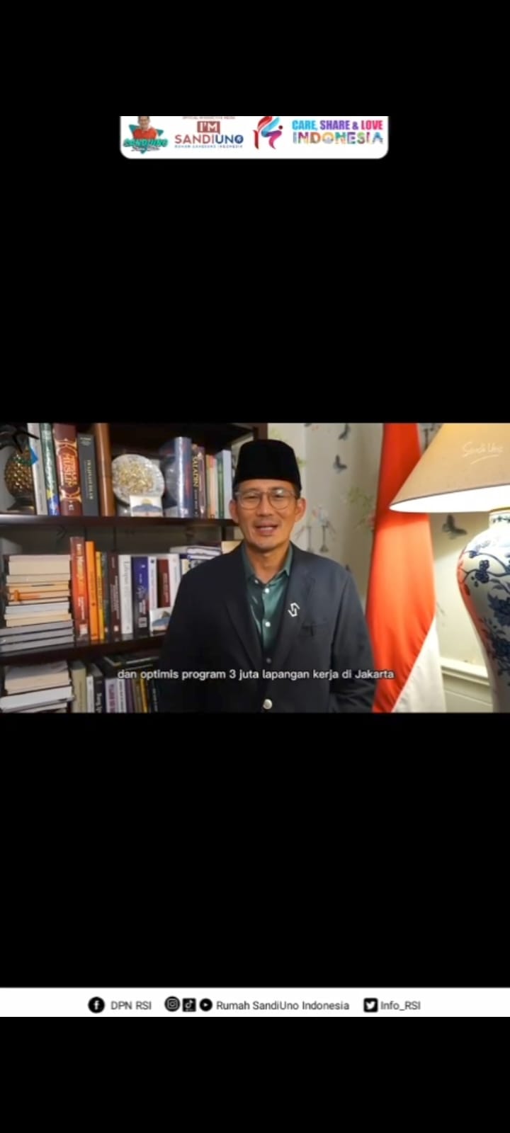 Tangkapan Layar Video Dukungan Sandiaga Uno Ke Pasangan Rido Pilgub Jakarta