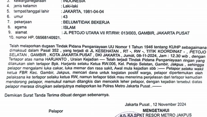 Dokumen Surat Tanda Penerimaan Laporan